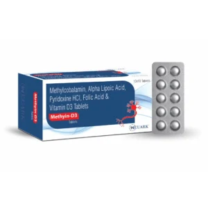 Methyin-D3 containing Alpha Lipoic Acid 100 mg Folic Acid 1.5 mg Methylcobalamin 1500 mcg Pyridoxine HCl 3 mg and Vitamin D3 1000 IU