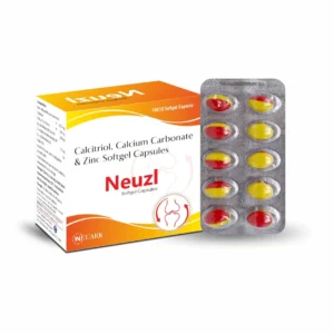 Neuzl soft gelatin capsules containing Calcitriol 0.25 mcg, Calcium Carbonate 500 mg and Zinc 7.5 mg