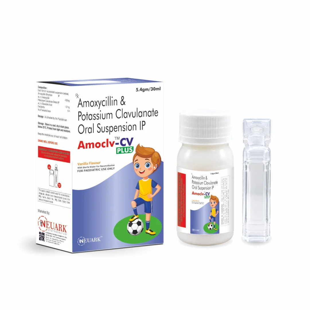 Amoclv-CV PLUS Amoxicillin 400 mg and Clavulanic Acid 57 mg paediatric antibiotic suspension