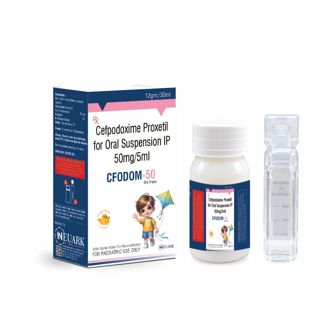 Cfodom-50 Cefpodoxime 50 mg paediatric antibiotic 30 mL pack with carton