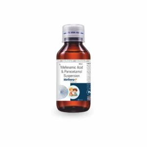 Mefneu-P Suspension containing mefenamic acid 50 mg and paracetamol 125 mg per 5 ml, 60 ml bottle