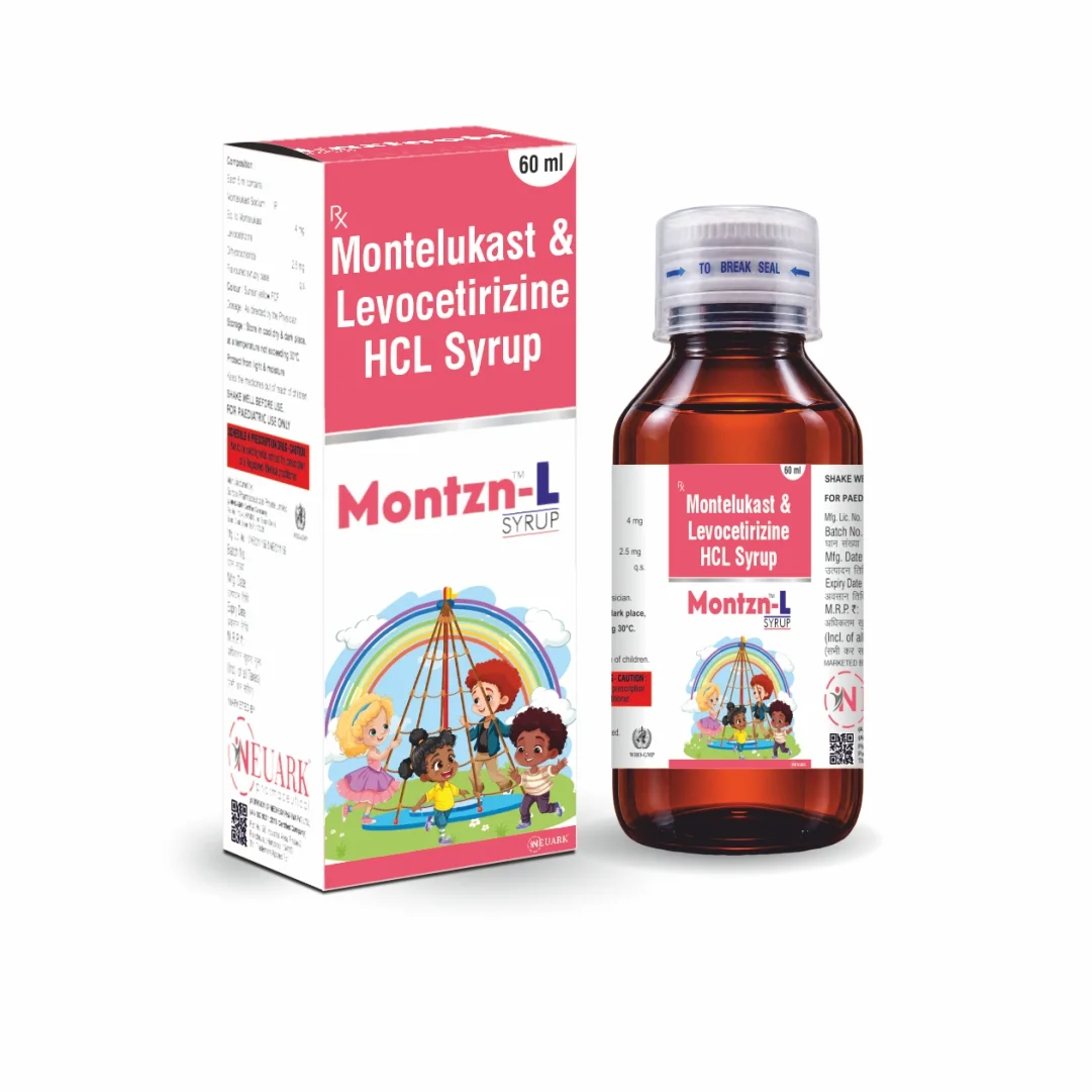 Montzn-L Levocetirizine and Montelukast oral liquid 60 ml bottle with carton