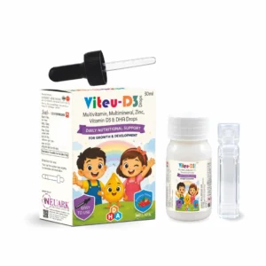 Viteu-D3 Drop with multivitamins, multiminerals, Zinc, Vitamin D3 and DHA in a 30 mL pack