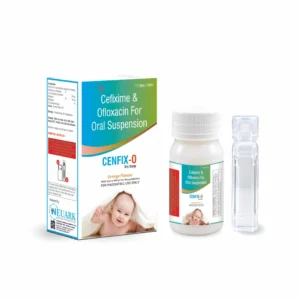 Cenfix-O Cefixime and Ofloxacin pediatric antibiotic 30 mL bottle with carton